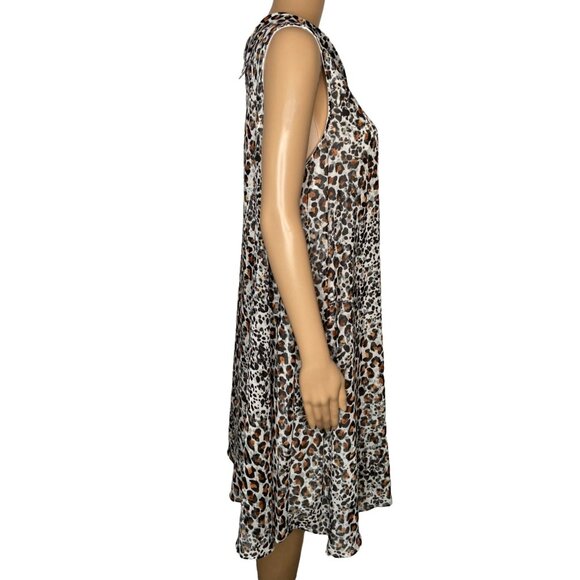 Sharagano NWT Leopard Print Mockneck Chiffon A-Line Dress Size 14 - Picture 4 of 9